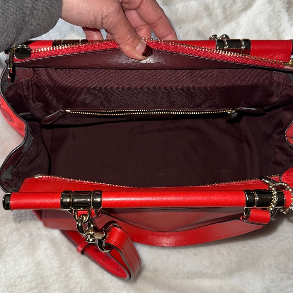 Coach special edition Selena Gomez Cherry Red Leather 2 way Bag - Picture 9 of 16